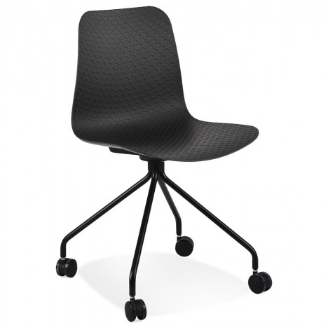 Chaise design de bureau EVORA noire sur roulettes - 