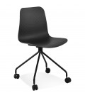 Chaise design de bureau EVORA noire sur roulettes - 