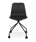 Chaise design de bureau EVORA noire sur roulettes - 