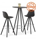 Table haute ou Mange-debout rond GALA design en bois noir - 