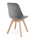 Chaise en velours gris JOE avec structure en bois naturel - 