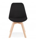 Chaise scandinave WILLY en tissu noir avec pieds en bois finition naturelle - 