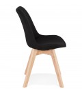 Chaise scandinave WILLY en tissu noir avec pieds en bois finition naturelle - 