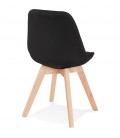 Chaise scandinave WILLY en tissu noir avec pieds en bois finition naturelle - 