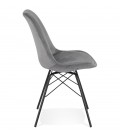 Chaise design ZAZY en velours gris et pieds en métal noir - 