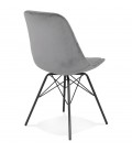 Chaise design ZAZY en velours gris et pieds en métal noir - 