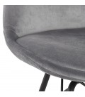 Chaise design ZAZY en velours gris et pieds en métal noir - 