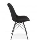 Chaise design INDIA en tissu noir et pieds en métal noir - 