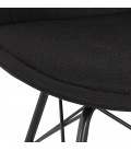 Chaise design INDIA en tissu noir et pieds en métal noir - 