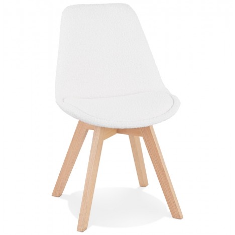 Chaise design LINETTE en tissu bouloché blanc style scandinave - 