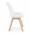 Chaise design LINETTE en tissu bouloché blanc style scandinave - 