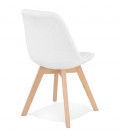 Chaise design LINETTE en tissu bouloché blanc style scandinave - 