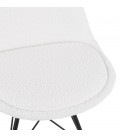 Chaise design VIOLETTE en tissu bouloché blanc style industriel - 