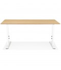 Bureau réglable en hauteur OSMOSE en bois finition naturelle et métal blanc 160x80 cm - 