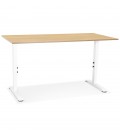 Bureau réglable en hauteur OSMOSE en bois finition naturelle et métal blanc 160x80 cm - 