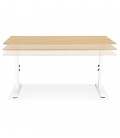 Bureau réglable en hauteur OSMOSE en bois finition naturelle et métal blanc 160x80 cm - 