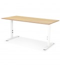 Bureau réglable en hauteur OSMOSE en bois finition naturelle et métal blanc 160x80 cm - 