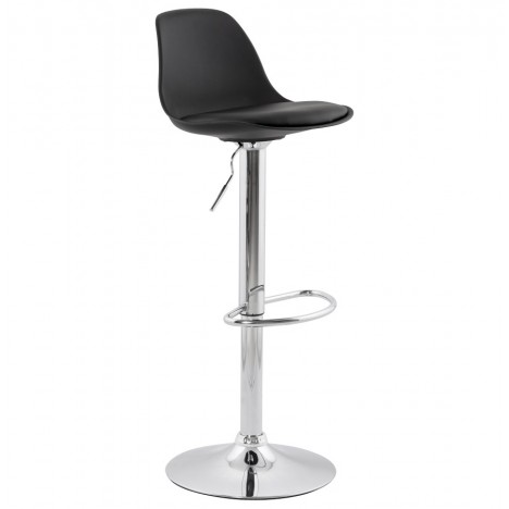 Tabouret réglable PRINCES noir avec haut dossier confortable - 