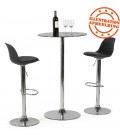 Tabouret réglable PRINCES noir avec haut dossier confortable - 