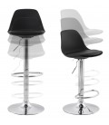 Tabouret réglable PRINCES noir avec haut dossier confortable - 