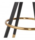 Tabouret de bar design KONG en microfibre brune et 4 pieds en bois noir - 