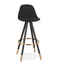 Tabouret de bar vintage GATO en tissu et bois noir - 