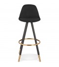 Tabouret de bar vintage GATO en tissu et bois noir - 