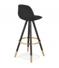 Tabouret de bar vintage GATO en tissu et bois noir - 