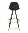 Tabouret de bar vintage GATO en tissu et bois noir - 