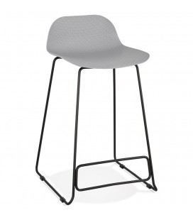 Tabouret snack mi-hauteur BABYLOS MINI gris avec pieds en métal noir