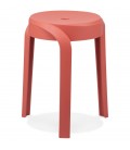 Tabouret bas empilable POMPA en résine synthétique rouge - 