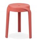 Tabouret bas empilable POMPA en résine synthétique rouge - 