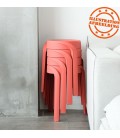 Tabouret bas empilable POMPA en résine synthétique rouge - 