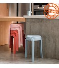 Tabouret bas empilable POMPA en résine synthétique rouge - 