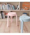 Tabouret bas empilable POMPA en résine synthétique rouge - 