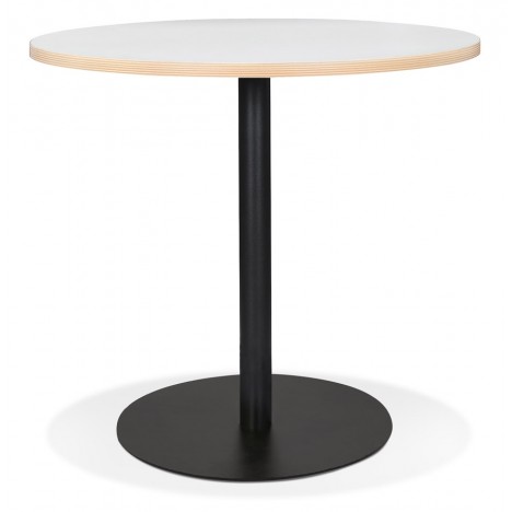 Table bistrot ronde YOGI blanche avec un pied en métal noir diam. 80 cm - 