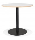 Table bistrot ronde YOGI blanche avec un pied en métal noir diam. 80 cm - 