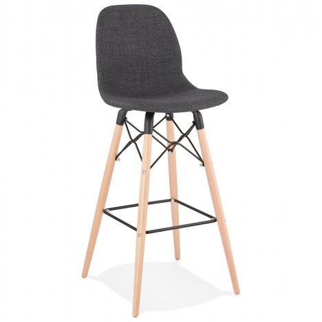 Tabouret de bar design GALACTIK en tissu gris foncé style scandinave - 