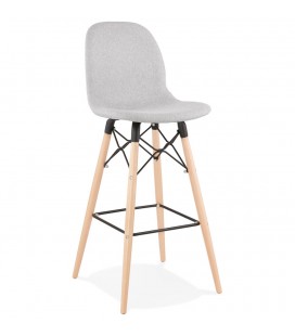 Tabouret de bar design GALACTIK en tissu gris clair style scandinave