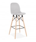 Tabouret de bar design GALACTIK en tissu gris clair style scandinave - 