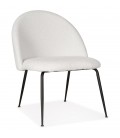 Fauteuil lounge NORVEGIA en tissu bouclé blanc et métal noir - 