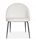 Fauteuil lounge NORVEGIA en tissu bouclé blanc et métal noir - 