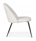 Fauteuil lounge NORVEGIA en tissu bouclé blanc et métal noir - 