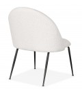 Fauteuil lounge NORVEGIA en tissu bouclé blanc et métal noir - 