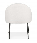 Fauteuil lounge NORVEGIA en tissu bouclé blanc et métal noir - 