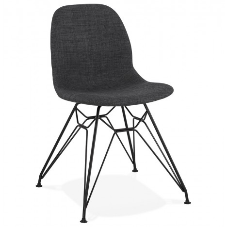 Chaise design DECLIK gris foncé avec pieds en métal noir - 