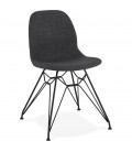 Chaise design DECLIK gris foncé avec pieds en métal noir - 