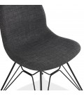 Chaise design DECLIK gris foncé avec pieds en métal noir - 
