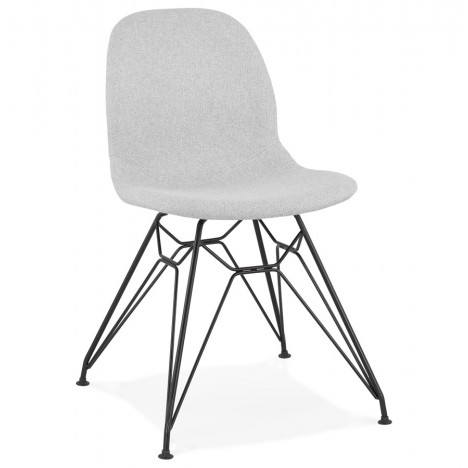 Chaise design DECLIK grise claire avec pieds en métal noir - 