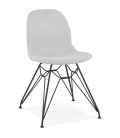 Chaise design DECLIK grise claire avec pieds en métal noir - 